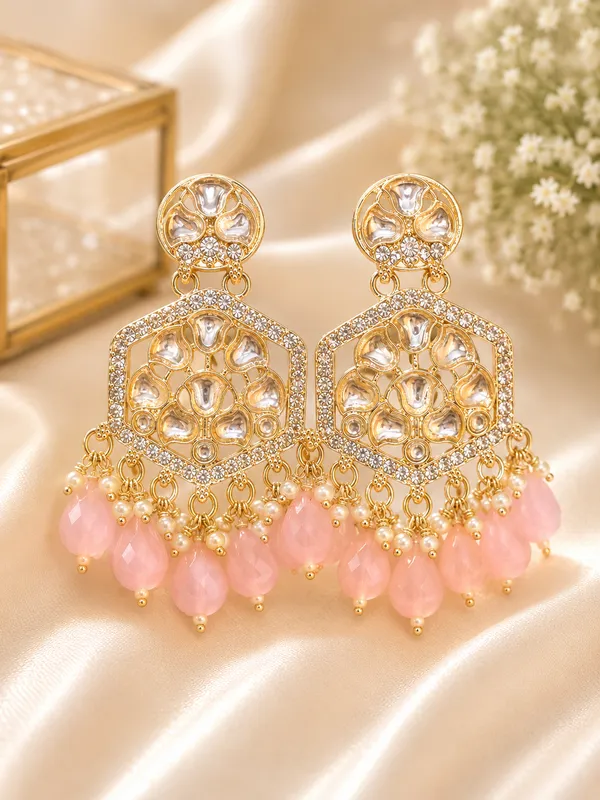 Gold_Steel_Kundan_Style_Stone_Chandelier_Earrings_For_Women