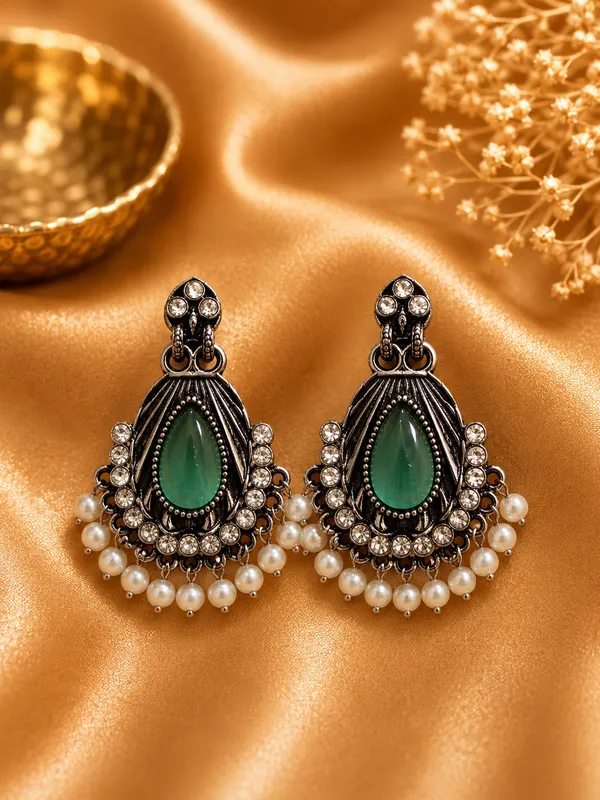 Silver_Alloy_Green_Stone_Pearl_Drop_Earrings_For_Women_Pack_Of_2
