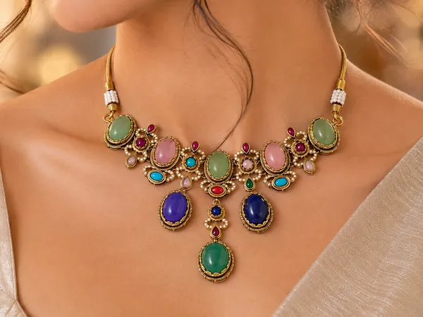 Multicolor_Alloy_Gold_Tone_Stone_Necklace_Set_For_Women
