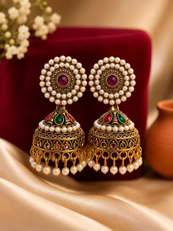 Gold_Alloy_Pearl_Stone_Jhumka_Earrings_For_Women_Pack_Of_2