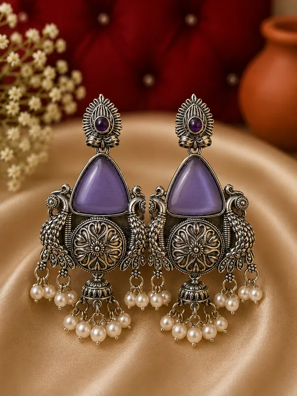 Purple_Oxidized_Alloy_Stone_Jhumka_Earrings_For_Women_Pack_Of_2