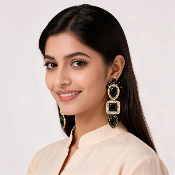 Black_Gold_Alloy_Geometric_Statement_Drop_Earrings_For_Women