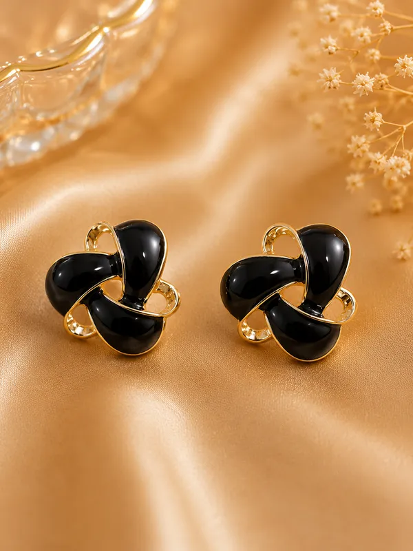 Black_Gold_Alloy_Interlocked_Loop_Earrings_For_Women_Pack_Of_3