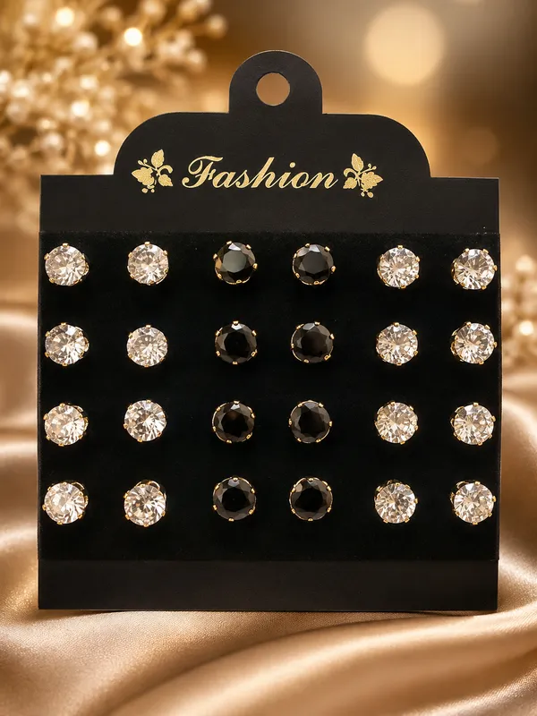 Black_Clear_Alloy_Round_Stud_Earrings_Set_For_Women_Pack_Of_2