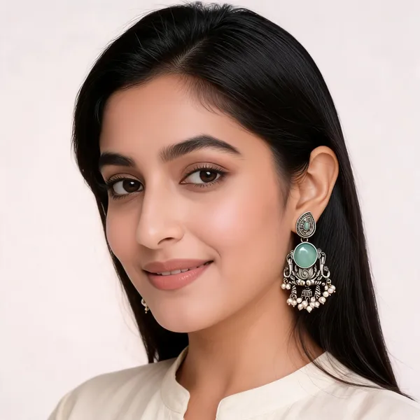 Green_Alloy_Oxidized_Silver_Pearl_Jhumka_Earrings_For_Women