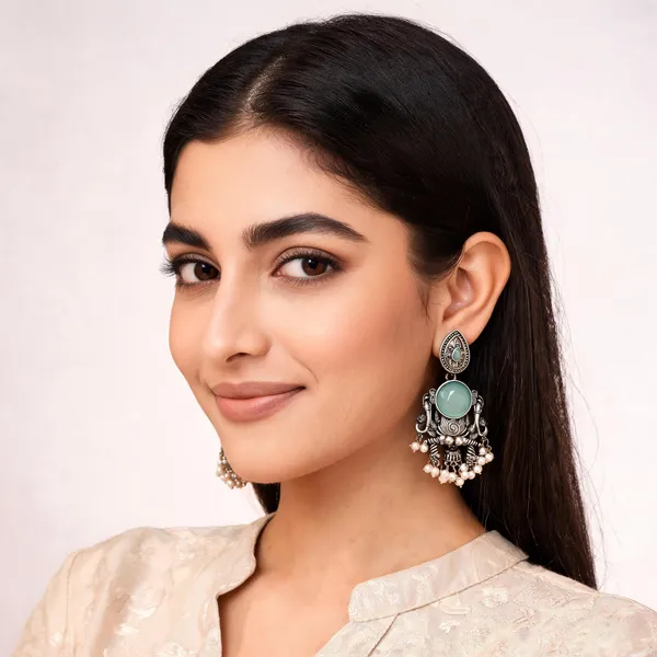 Green_Alloy_Oxidized_Silver_Pearl_Jhumka_Earrings_For_Women