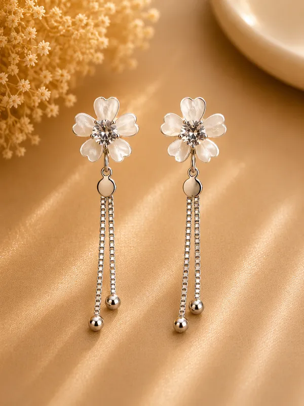 Silver_Alloy_Floral_Chain_Drop_Earrings_For_Women_Pack_Of_3