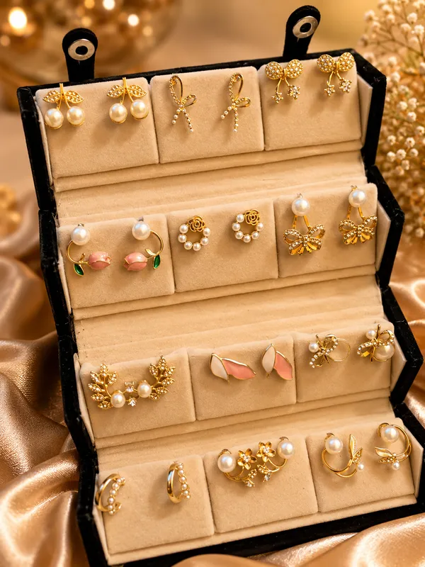 Gold_Alloy_Pearl_Floral_Assorted_Earrings_Set_For_Women