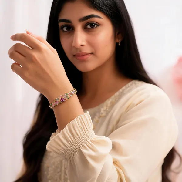 Gold_Anti_Tarnish_Floral_Stone_Bangle_For_Women