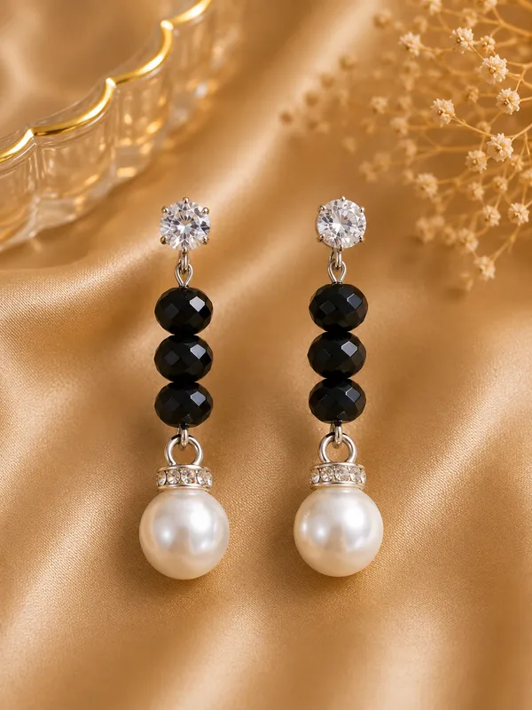 Black_Beaded_Pearl_Drop_Earrings_For_Women_Pack_Of_3