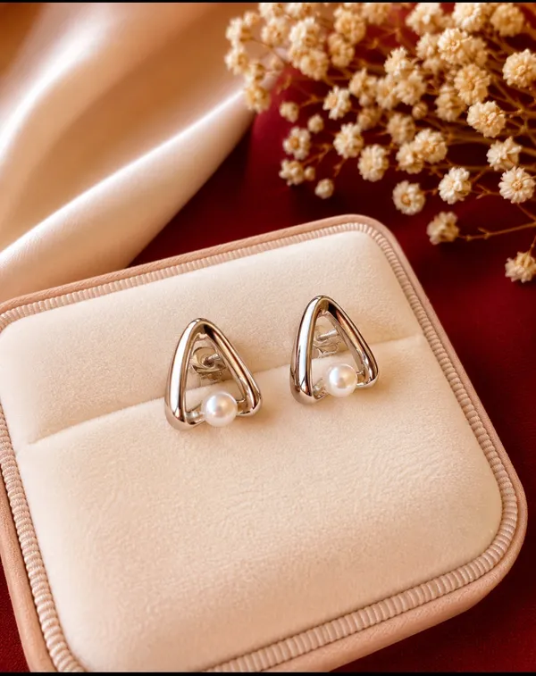 Gold_Steel_Pearl_Accent_Open_Triangle_Earrings_For_Women_Pack_Of_4