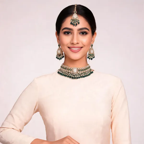 Green_Alloy_Pearl_Choker_Jewellery_Set_For_Women