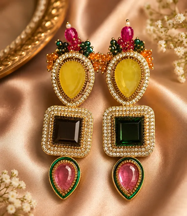 Multicolour_Gold_Alloy_Statement_Drop_Earrings_For_Women