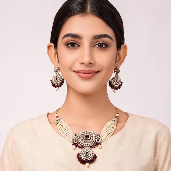 Gold_Alloy_Pearl_Maroon_Stone_Necklace_Set_For_Women