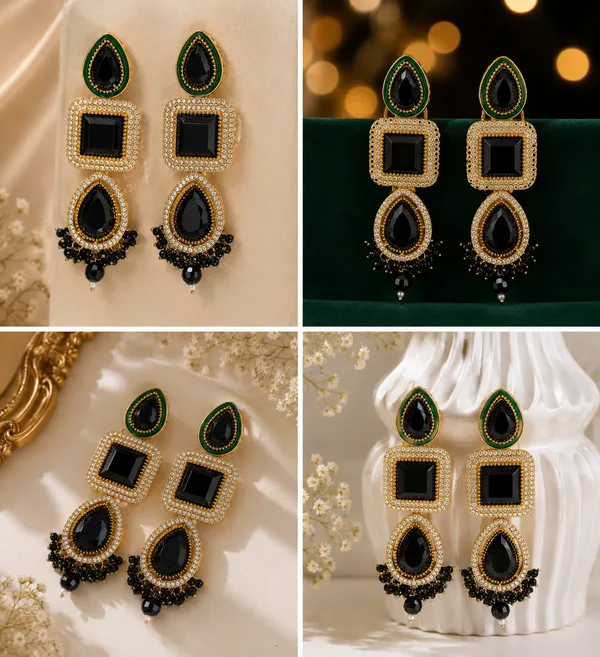 Black_Gold_Alloy_Stone_Studded_Earrings_And_Maang_Tikka_Set