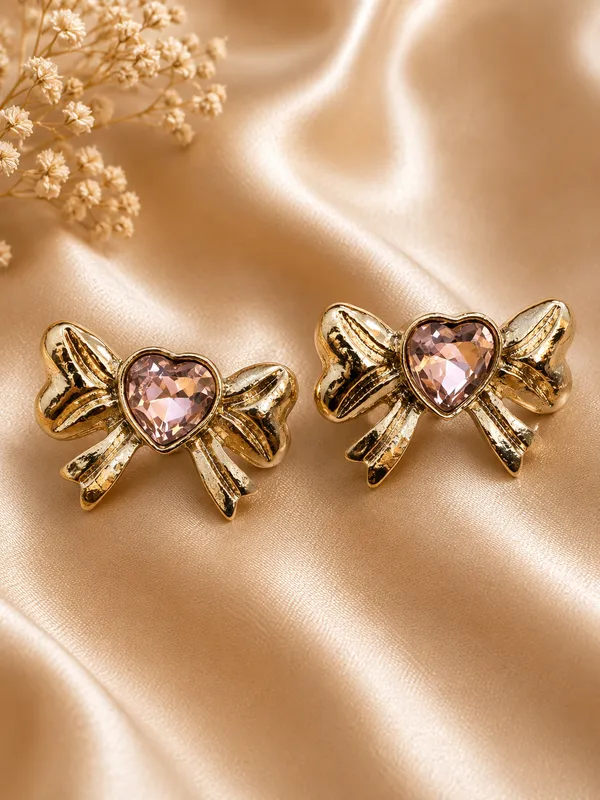 Gold_Alloy_Pink_Heart_Bow_Stud_Earrings_For_Women_Pack_Of_3