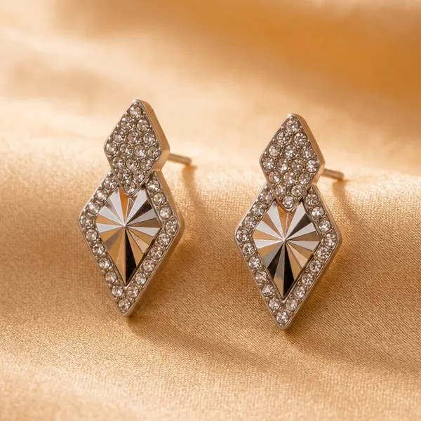 Silver_Alloy_Rhinestone_Geometric_Drop_Earrings_For_Women_Pack_Of_3