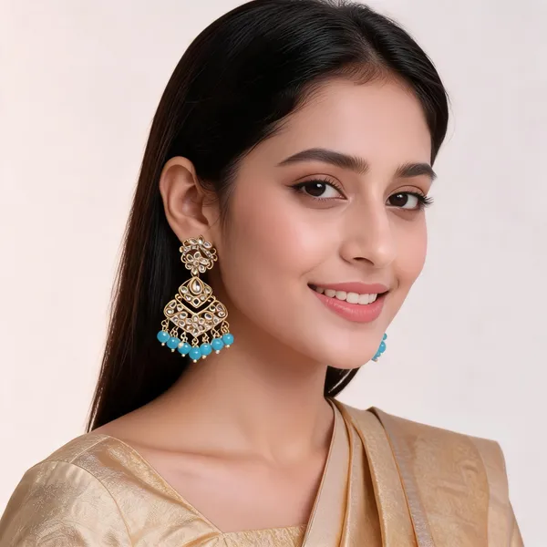 Gold_Steel_Kundan_Style_Turquoise_Chandbali_Earrings_For_Women