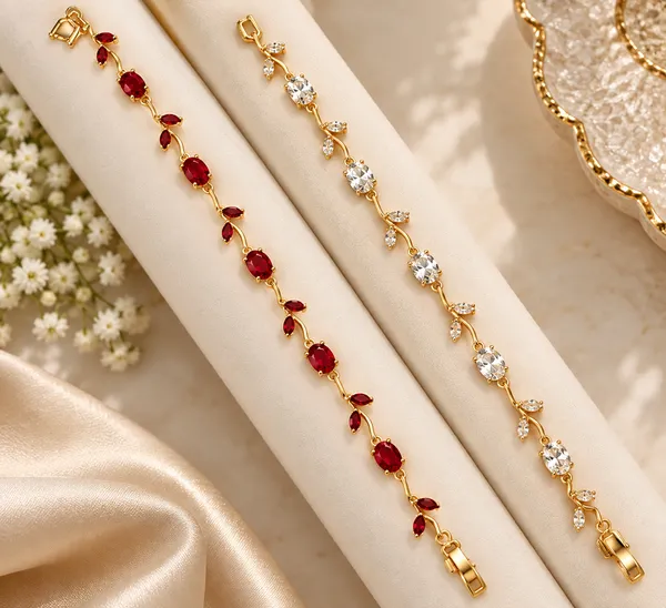Elegant_Ruby_&_CZ_Vine_Bracelet_Duo