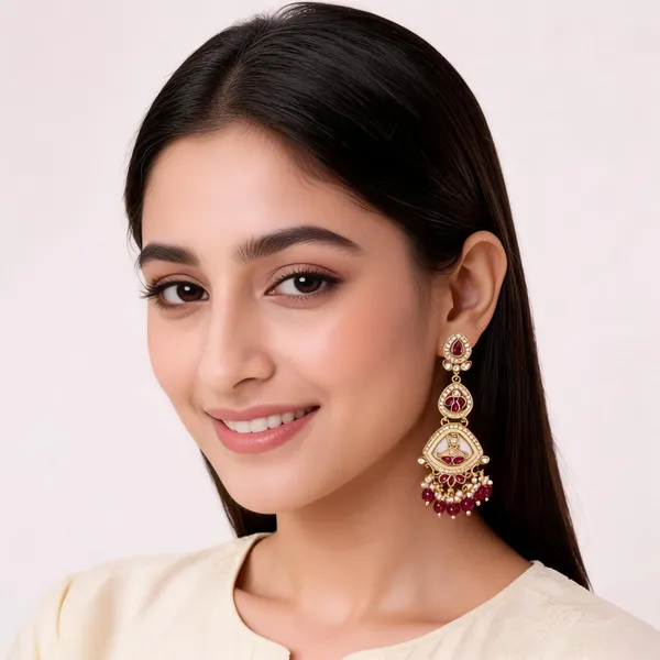 Red_Gold_Alloy_Stone_Pearl_Drop_Earrings_For_Women