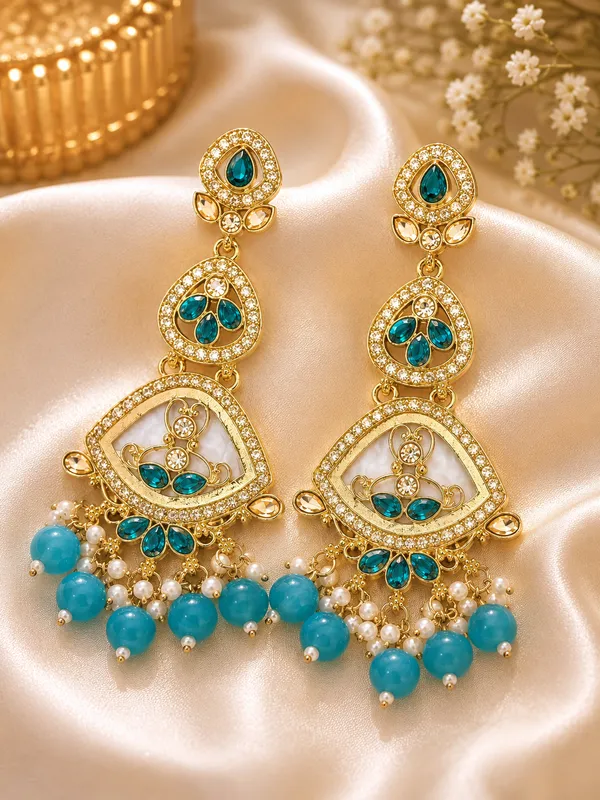 Blue_Gold_Alloy_Stone_Embellished_Drop_Earrings_For_Women