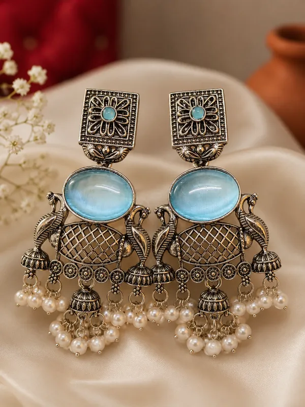 Blue_Alloy_Oxidised_Silver_Jhumka_Earrings_For_Women_Pack_Of_2