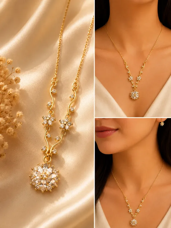 Gold_Anti_Tarnish_Floral_Pendant_Necklace_For_Women