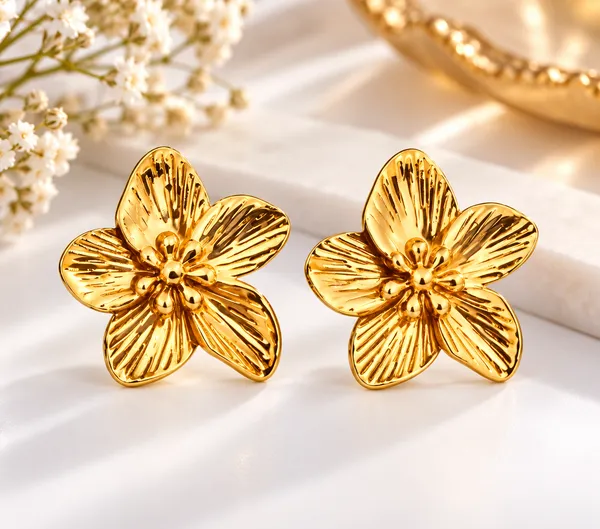 Golden_Floral_Statement_Stud_Earrings