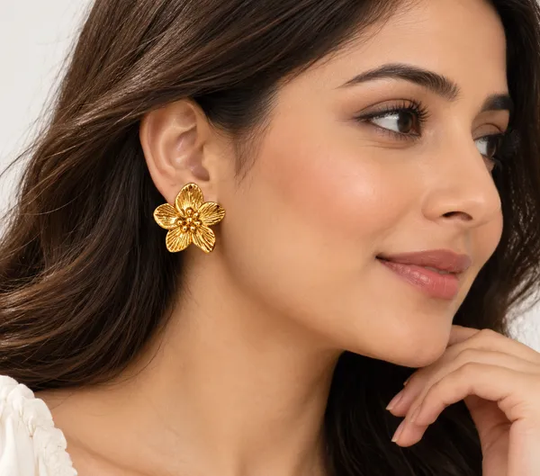 Golden_Floral_Statement_Stud_Earrings