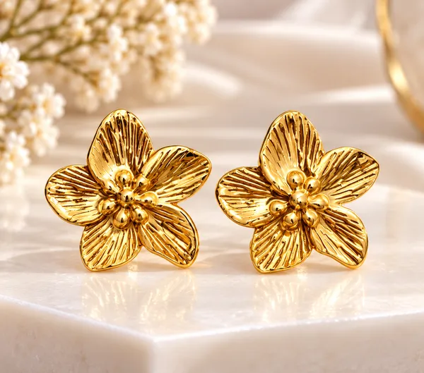 Golden_Floral_Statement_Stud_Earrings