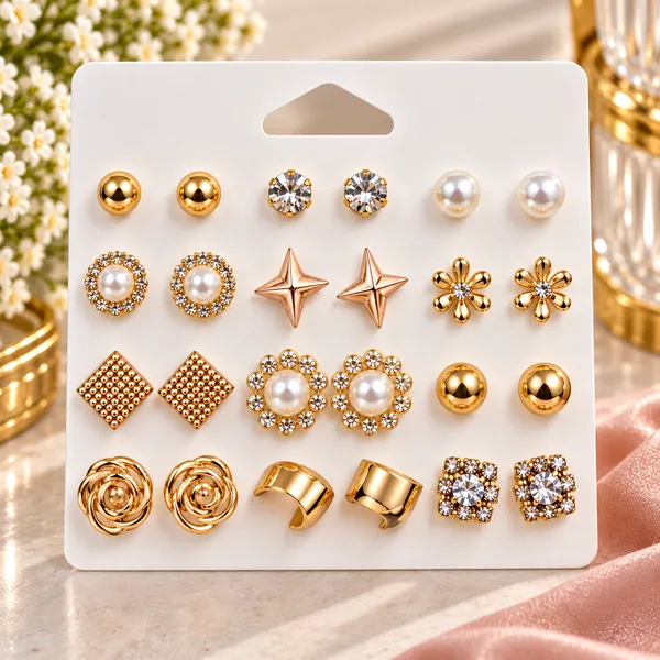 Golden_Stud_Earrings_Set