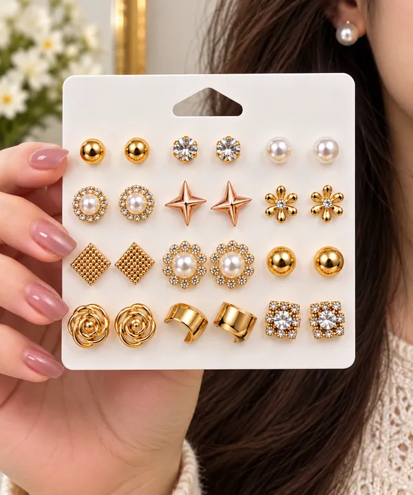 Golden_Stud_Earrings_Set