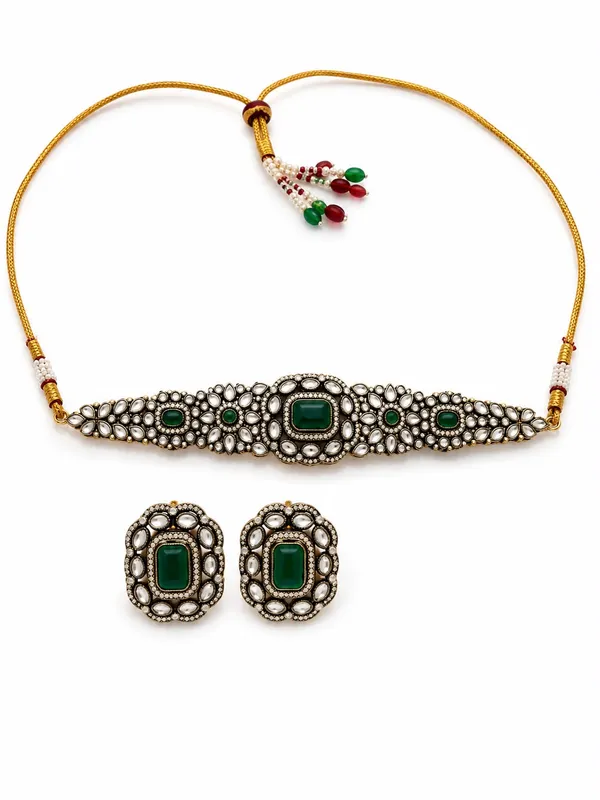Green_Metal_And_Stone_Choker_For_Women