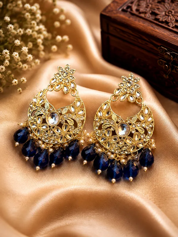 Blue_Alloy_Gold_Tone_Floral_Chandelier_Earrings_For_Women_Pack_Of_2