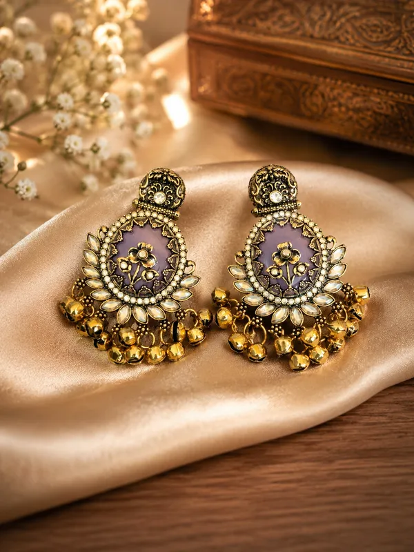 Antique_Gold_Steel_Floral_Chandbali_Earrings_For_Women_Pack_Of_2