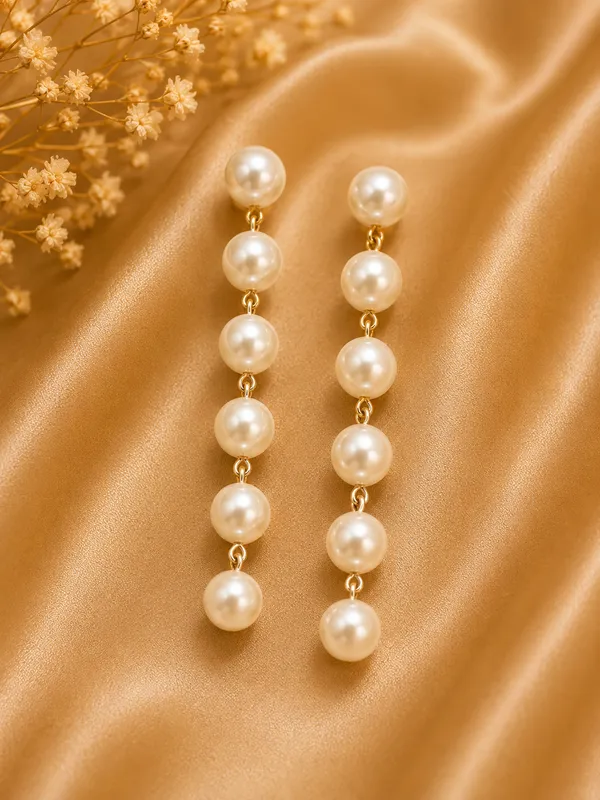 White_Pearl_Gold_Tone_Link_Drop_Earrings_For_Women_Pack_Of_4