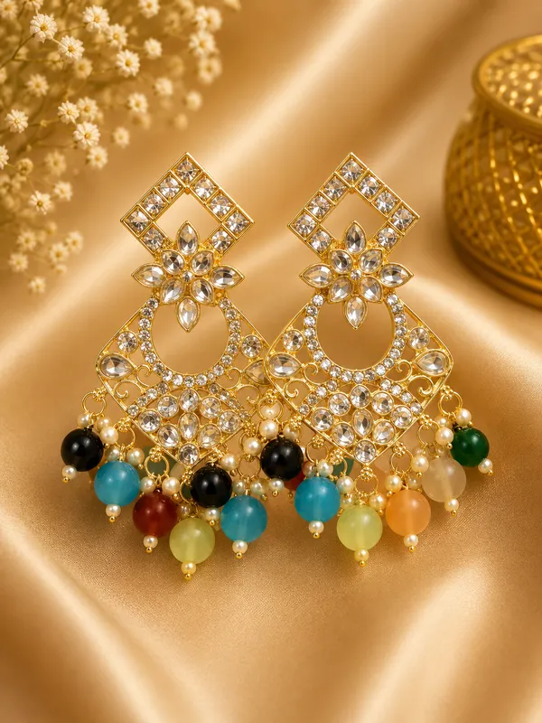 Gold_Tone_Steel_Multicolor_Beaded_Chandelier_Earrings_For_Women