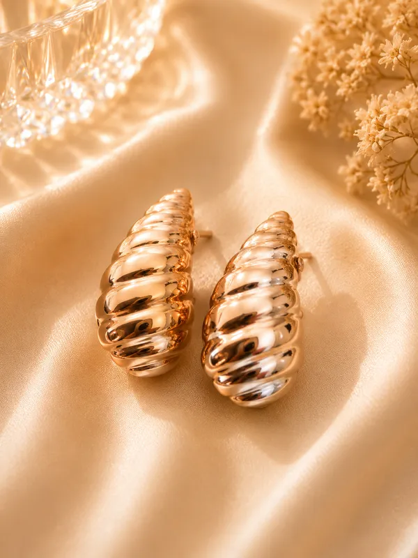 Gold_Alloy_Ribbed_Shell_Earrings_For_Women_Pack_Of_3