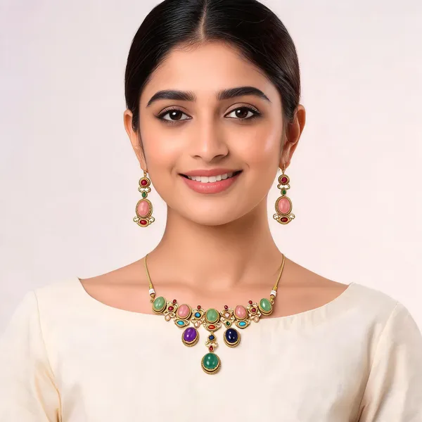 Multicolor_Alloy_Gold_Tone_Stone_Necklace_Set_For_Women