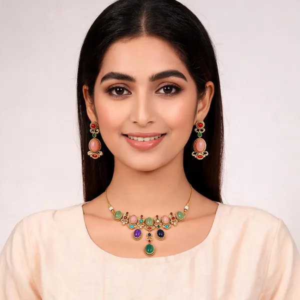 Multicolor_Alloy_Gold_Tone_Stone_Necklace_Set_For_Women
