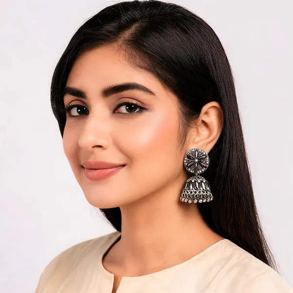 Silver_Alloy_Oxidised_Floral_Stone_Jhumka_Earrings_For_Women_Pack_Of_2