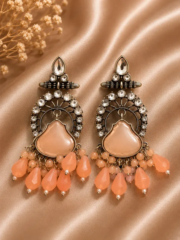 Peach_Alloy_Stone_Chandbali_Earrings_For_Women