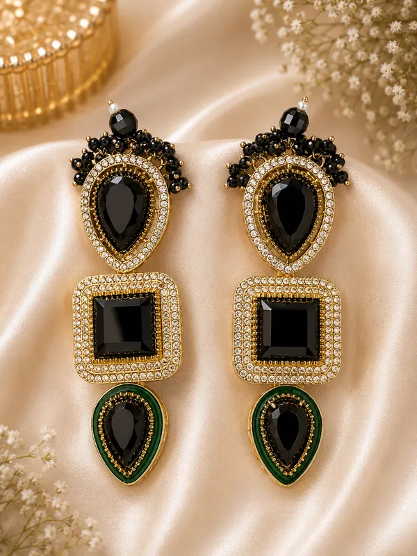 Black_Gold_Alloy_Geometric_Statement_Drop_Earrings_For_Women