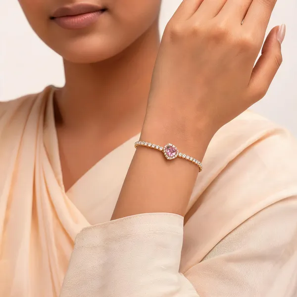 Pink_Anti_Tarnish_Heart_Stone_Bracelet_For_Women