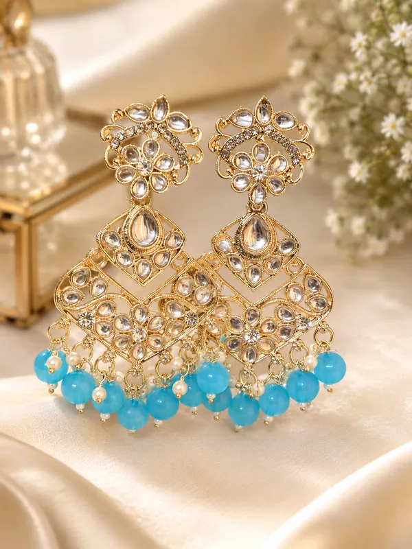 Gold_Steel_Kundan_Style_Turquoise_Chandbali_Earrings_For_Women