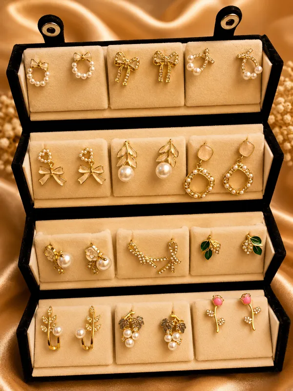 Gold_Alloy_Mixed_Design_Earrings_Set_For_Women