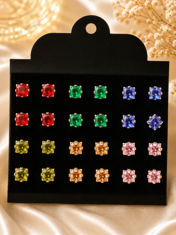 Multicolor_Alloy_Square_Crystal_Stud_Earrings_Set_For_Women_Pack_Of_2