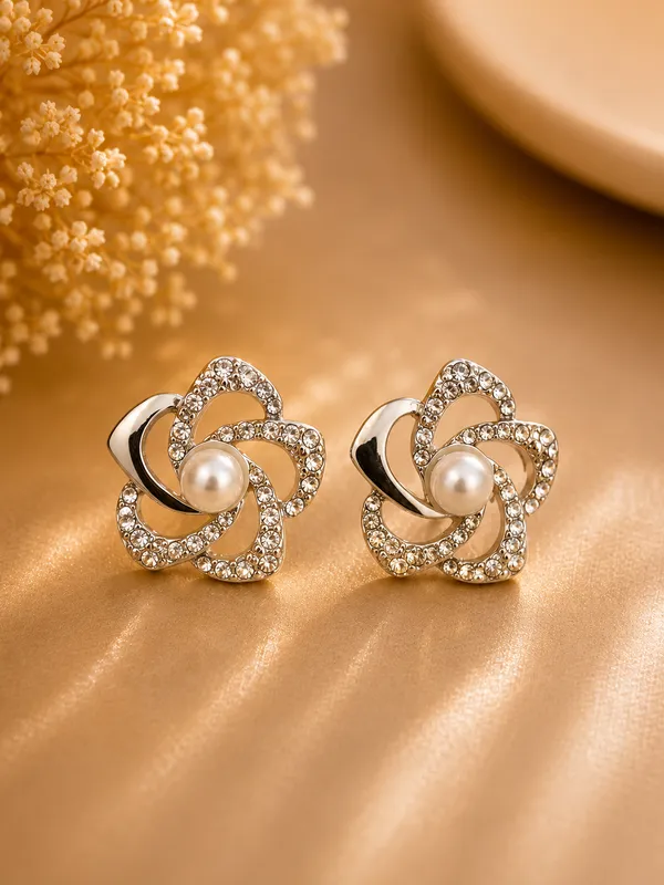 Gold_Steel_Crystal_Floral_Stud_Earrings_For_Women_Pack_Of_3