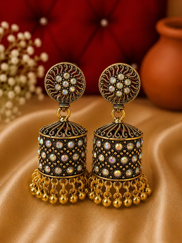 Black_Gold_Alloy_Stone_Jhumka_Earrings_For_Women_Pack_Of_2
