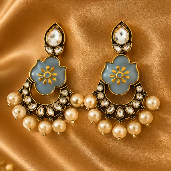 Blue_Enamel_Kundan_Pearl_Drop_Earrings_For_Women